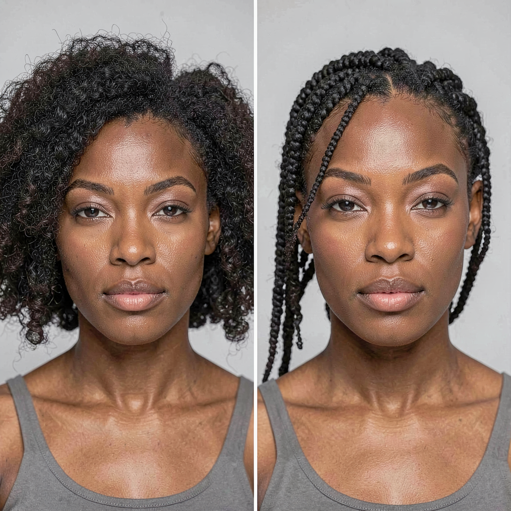 Avant/après : crépu naturel puis locs installées